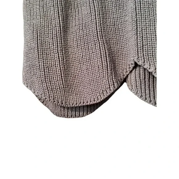 Wilfred S Brown long sleeve knit scalloped hem crop top stretch fitted - Picture 3 of 8